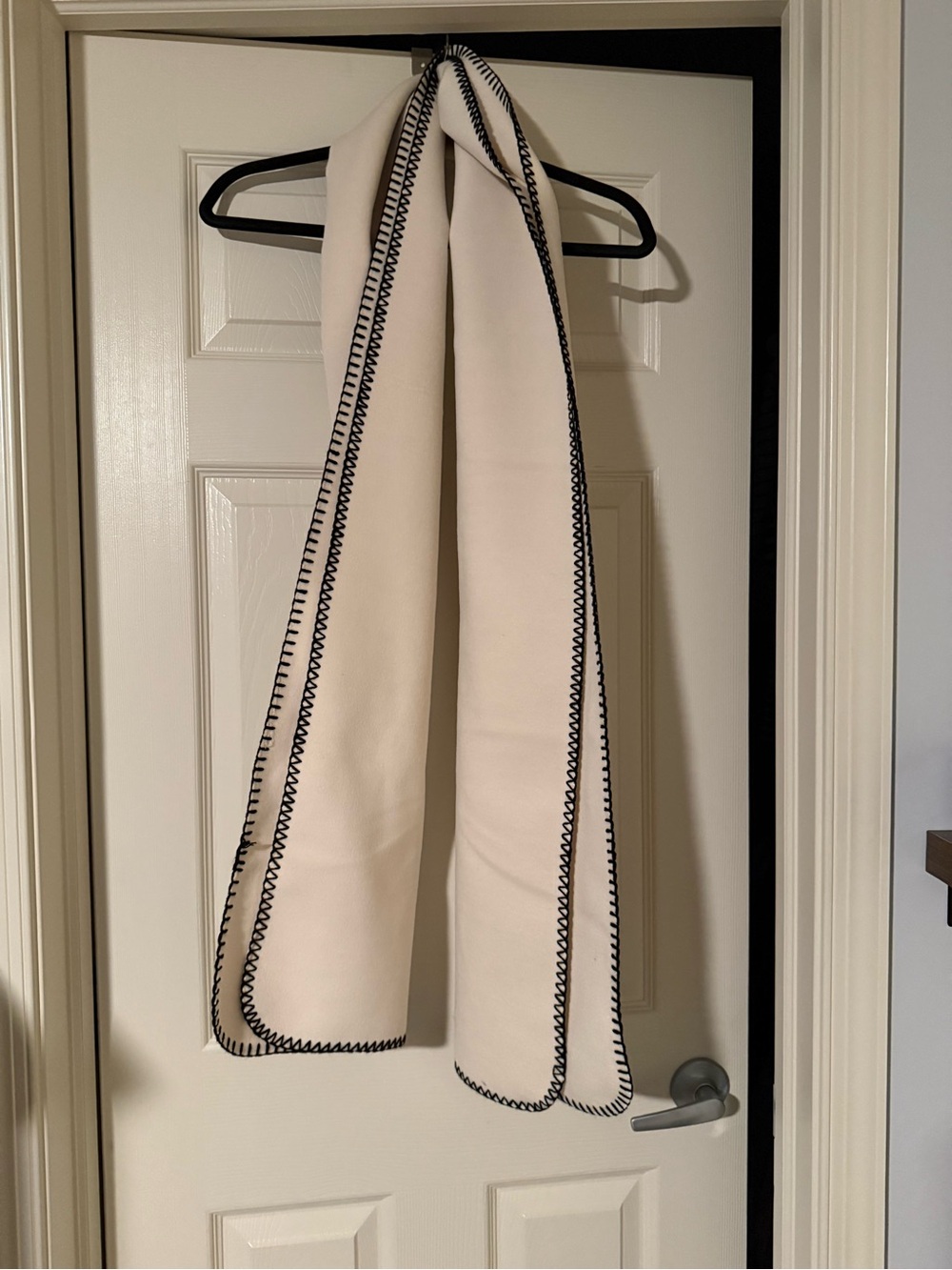 LOFT Cream Throw Scarf with Black Trim
